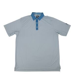 FootJoy FJ Polo Shirt XL Blue Print Stretch Golf Performance